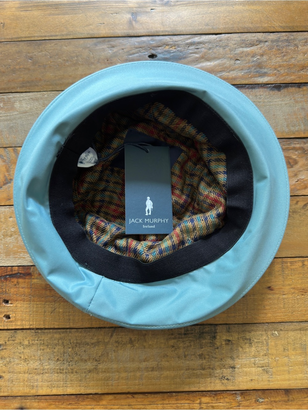 Jack Murphy Light Blue Rain Hat with Multicolor Lining